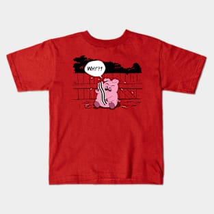 Funny Bacon Crying Pig Cartoon Gift For Bacon Lovers Kids T-Shirt